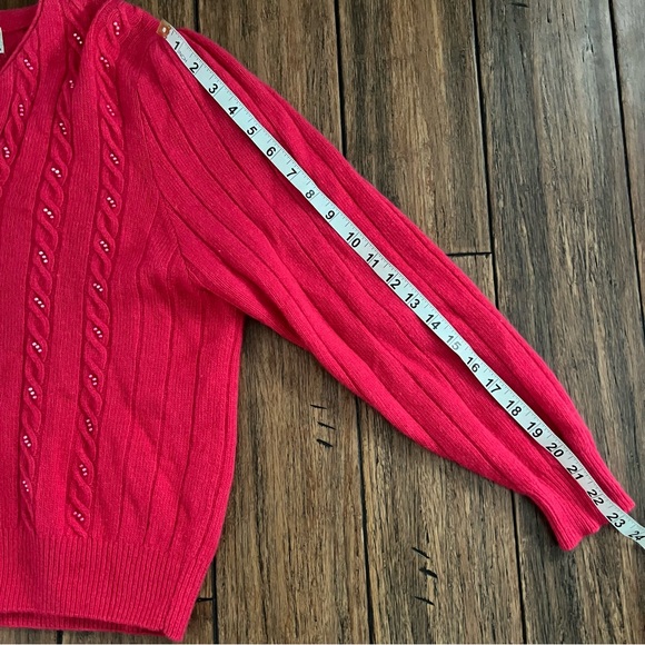 Vintage Lauren Cole Lambswool Angora Cardigan Medium Petite Pink Feminine Girlie - Picture 12 of 13
